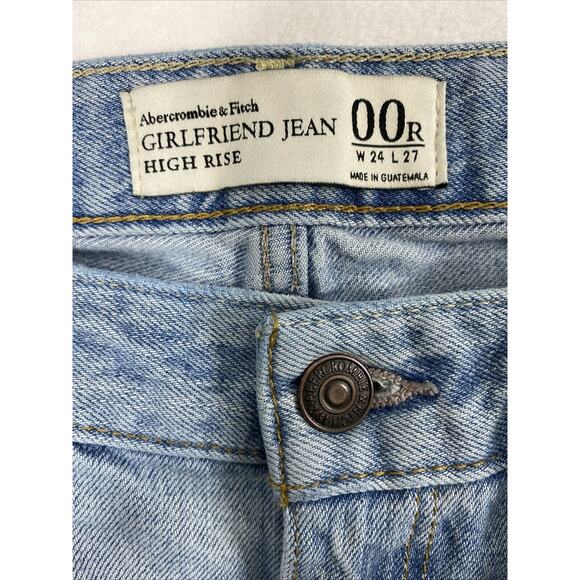 Abercrombie & Fitch Jeans Womens Size 00 Girlfriend Hi Rise Destroyed Light Wash - Picture 3 of 12
